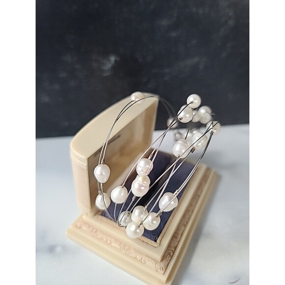 925 Sterling Silver Pearl Bracelet Vintage - Picture 4 of 10